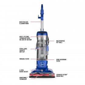 Hoover Total Home Pet Bagless Upright Vacuum Cleaner, Filter Made with HEPA Media, UH74100