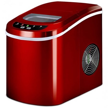 Goplus Red Portable Compact Electric Ice Maker Machine Mini Cube 26lb/Day