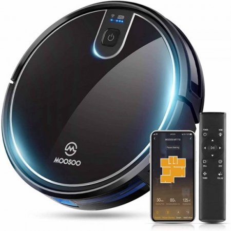 MOOSOO Robot Vacuum, Wi-Fi Connectivity, Easily Connects with Alexa or Google Assistant