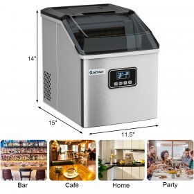 Costway Stainless Steel Ice Maker Machine Countertop 48Lbs, 24H Self-Clean with LCD Display
