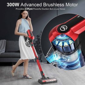 MOOSOO Cordless Vacuum 23KPA Powerful Suction, Stick Vacuum Cleaner with brushless motor For Hard Floor & Carpet - K23