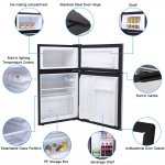 Mini Refrigerator with Freezer, Double Door Mini Fridge, 90L/3.2CU.FT Compact Refrigerator with Remove Glass Shelves, Small Drink Food Storage Machine for Dorm, Garage, Camper, Basement, Office, I8721