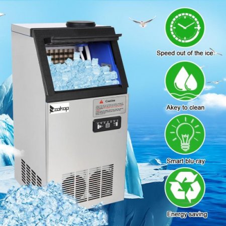 Ktaxon 150lbs/24h Stainless Steel Commercial Freestanding Ice Maker Machine