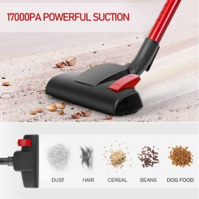 MOOSOO 4 in 1 Corded Stick Vacuum Cleaner, 17KPa Strong Suction for Hard Floor with HEPA Filters,Hose