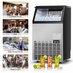 Costway Built-In Stainless Steel Commercial Ice Maker Portable Ice Machine Restaurant