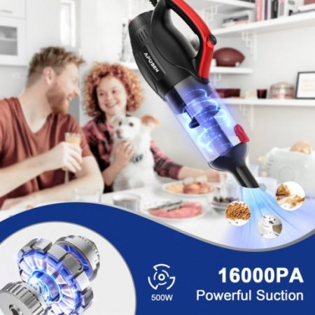 APOSEN Stick Vacuum, 16000PA Powerful Suction 4 in 1 Lightweight Corded Vacuum Cleaner for Hard Floor & Pet Hair