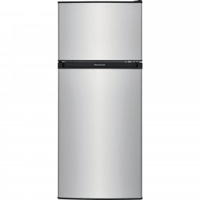 Frigidaire FFPS4533UM 19 Compact Refrigerator: 4.5 cu. ft. Total Capacity Adjustable Glass Shelves Reversible Door & Full Width Freezer in Silver Mist