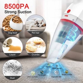 GeeMo Handheld Vacuum Cordless Rechargeable, 8500PA Wet&Dry Hand Vac with Lightweight Portable Hand Vacuum Cleaner Powered by Li-ion Battery, for Car Cleaning - X4