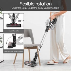 Moosoo Lightweight Stick Vacuum Cleaner 25Kpa Cordless Vacuum for Pet Hair, Carpet, Hard Floor, Black