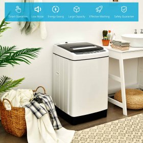 Costway Full-Automatic Washing Machine 1.5 Cu.Ft 11 LBS Washer & Dryer White