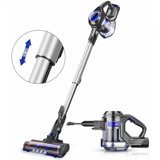 MOOSOO XL-618A Cordless Vacuum 4 in 1 Stick Vacuum for Carpet Hard Floor, Blue