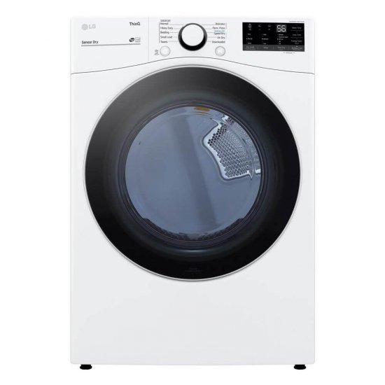 LG DLE3600W 7.4 cu. ft. Ultra Large Capacity Smart wi-fi Enabled White Front Load Electric Dryer with Built-In Intellig