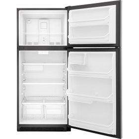 FFTR2021TS 30 Top Freezer Refrigerator with 20.4 cu. ft. Total Capacity 2 Full Width Glass Refrigerator Shelves, 1 Full Width Wire Freezer Shelf Reversible Door and 2 Crisper Drawers in Stainless Steel