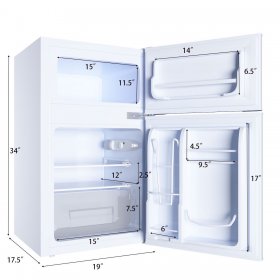 Costway Stainless Steel Refrigerator Small Freezer Cooler Fridge Compact 3.2 cu ft. Unit