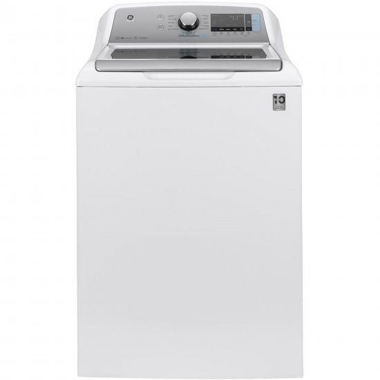 GE GTW845CSNWS 27 inch ; Top Load Washer with 5 cu. ft. Capacity; 10 Cycles; Dual-Action Agitator; WiFi Connect; SmartDispense Technology and 800 RPM in White