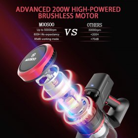 MOOSOO K17 Cordless Vacuum Cleaner 23Kpa Strong Suction 2 in 1 Stick Vacuum Ultra-Quiet Handheld Vacuum with Brushless Motor Multi-attachments