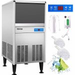 VEVOR Commercial Ice Maker 95 lbs/24h with 50 lbs Bin, ETL Approved, Full Stainless Steel Construction, Auto Clean