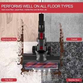 Moosoo Cordless Vacuum Cleaner, 4 in 1 Cordless Stick Vacuum with Powerful Suction for Hardwood Floor Carpet Car Pet Hair, XL-618A Red