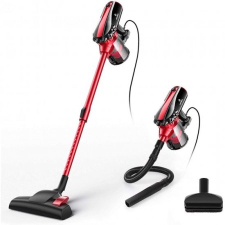 MOOSOO 4 in 1 Corded Stick Vacuum Cleaner, 17KPa Strong Suction for Hard Floor with HEPA Filters,Hose