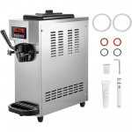 VEVOR Commercial Ice Cream Maker Single Flavor 4.7 - 5.3 Gallons Per Hour Soft-Serve Ice Cream Machine 1800W with LCD Panel, Stainless Steel
