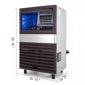 VEVOR Commercial Ice Maker 155lbs/24h with LED Panel,Stainless Steel,Auto Clean Professional Refrigeration Equipment