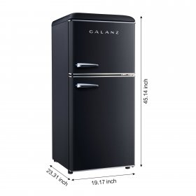 Galanz 4.0 cu ft Retro Two Door Refrigerator, Black