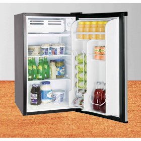 RCA 3.2 Cu. Ft. Single Door Compact Refrigerator with Freezer RFR321, Stainless Steel