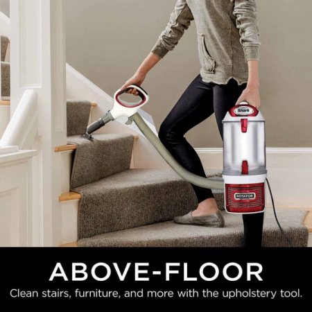 Shark Rotator Professional Upright Corded Bagless Vacuum for Carpet and Hard Floor with Lift-Away Hand Vacuum and Anti-Allergy Seal (NV501), White with Red Chrome