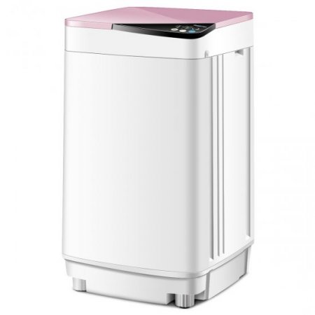 Full-Automatic Washing Machine 10 lbs Washer, Spinner Germicidal UV, White & Light Pink