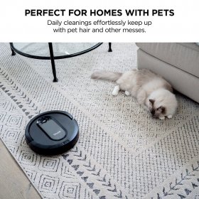 Shark EZ Robot Vacuum with Self-Empty Base, Row-by-Row Cleaning, Powerful Suction, Perfect for Pet Hair, Wi-Fi, Carpets & Hard Floors, RV910S