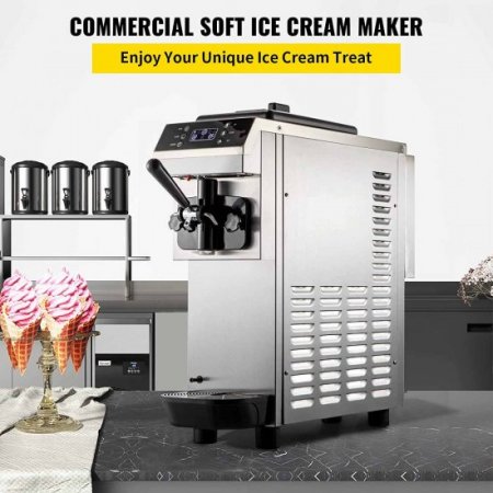 VEVOR Commercial Soft Ice Cream Machine 13 L/H (3.4 Gal/H),Ice Cream Machine Single-Flavor,Gelato Machine Commercial 1200W Countertop Commercial Yogurt Maker Machine,With LED Intelligent Panel