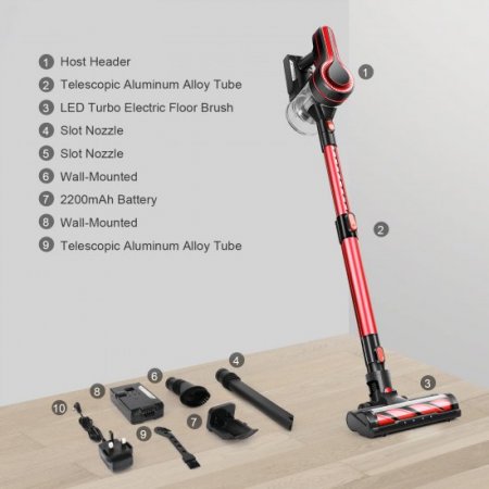 APOSEN Cordless Stick Vacuum Cleaner 4 in 1 Lightweight -Red