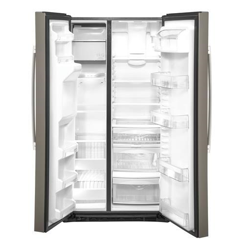 GE GZS22IMNES 36"" Counter-Depth Side-by-Side Refrigerator with 21.8 cu. ft. Capacity External Ice and Water Dispenser and 2 Refrigerator Glass Shelves in Slate